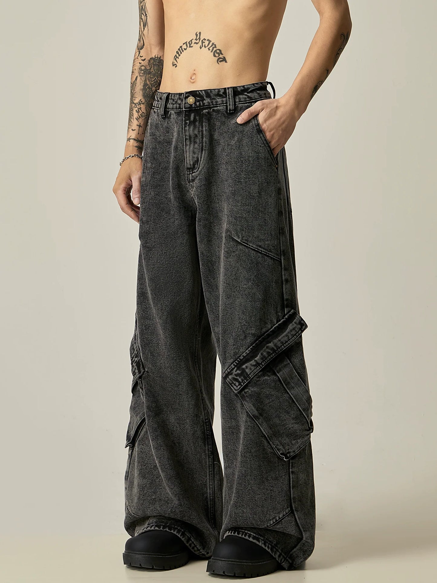 Obsidian Surge Cargo Wide Jeans