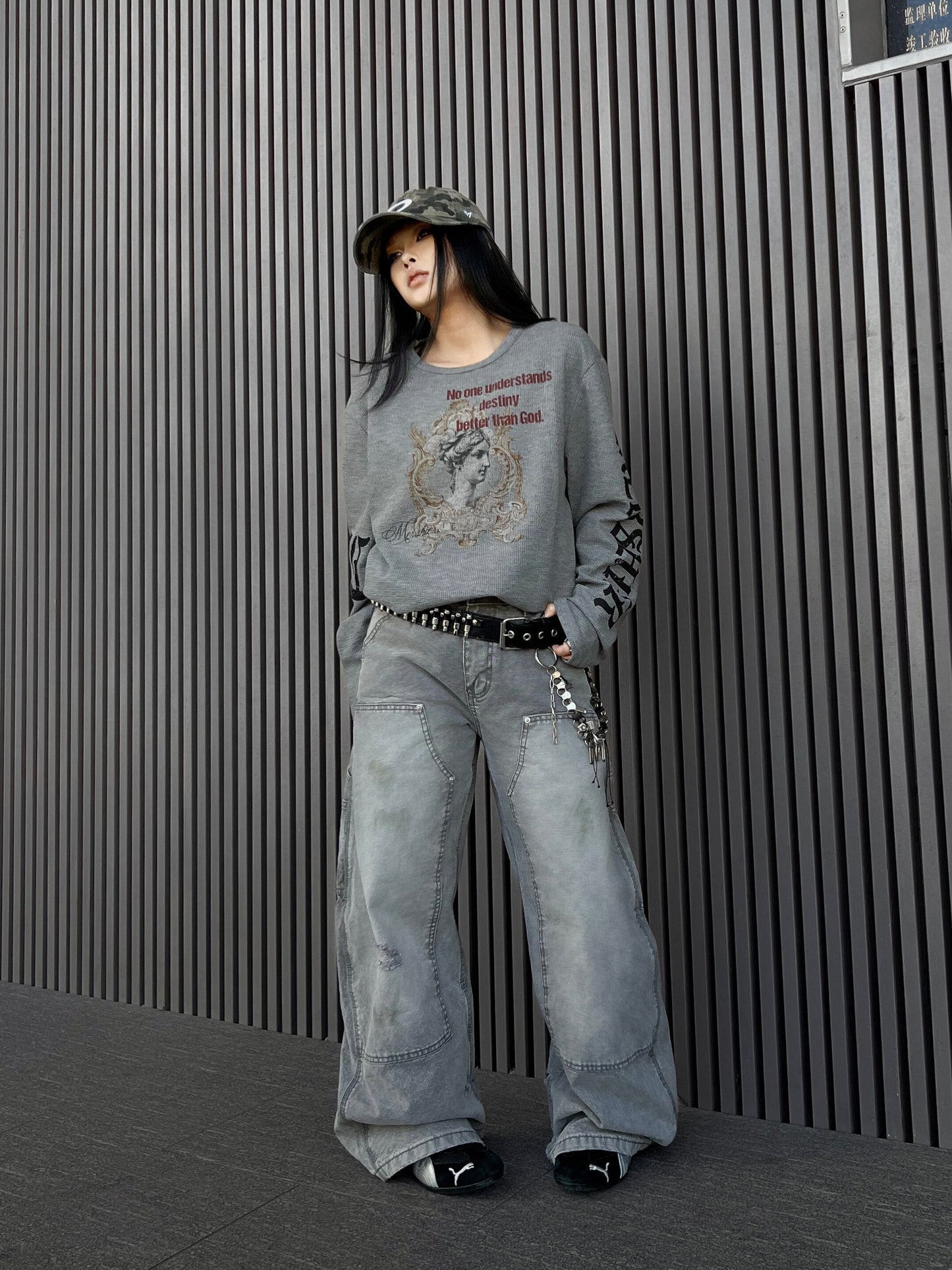 Men's Waffle Oversized Long-Sleeve Tee