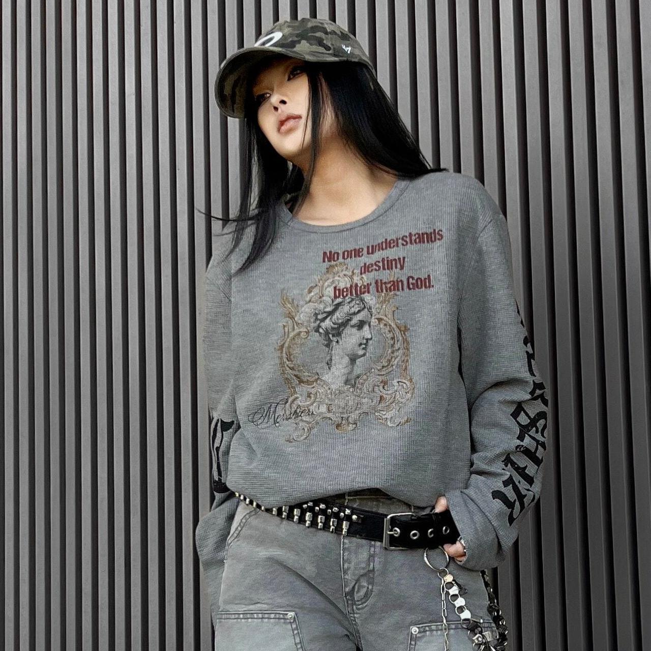 Men's Waffle Oversized Long-Sleeve Tee