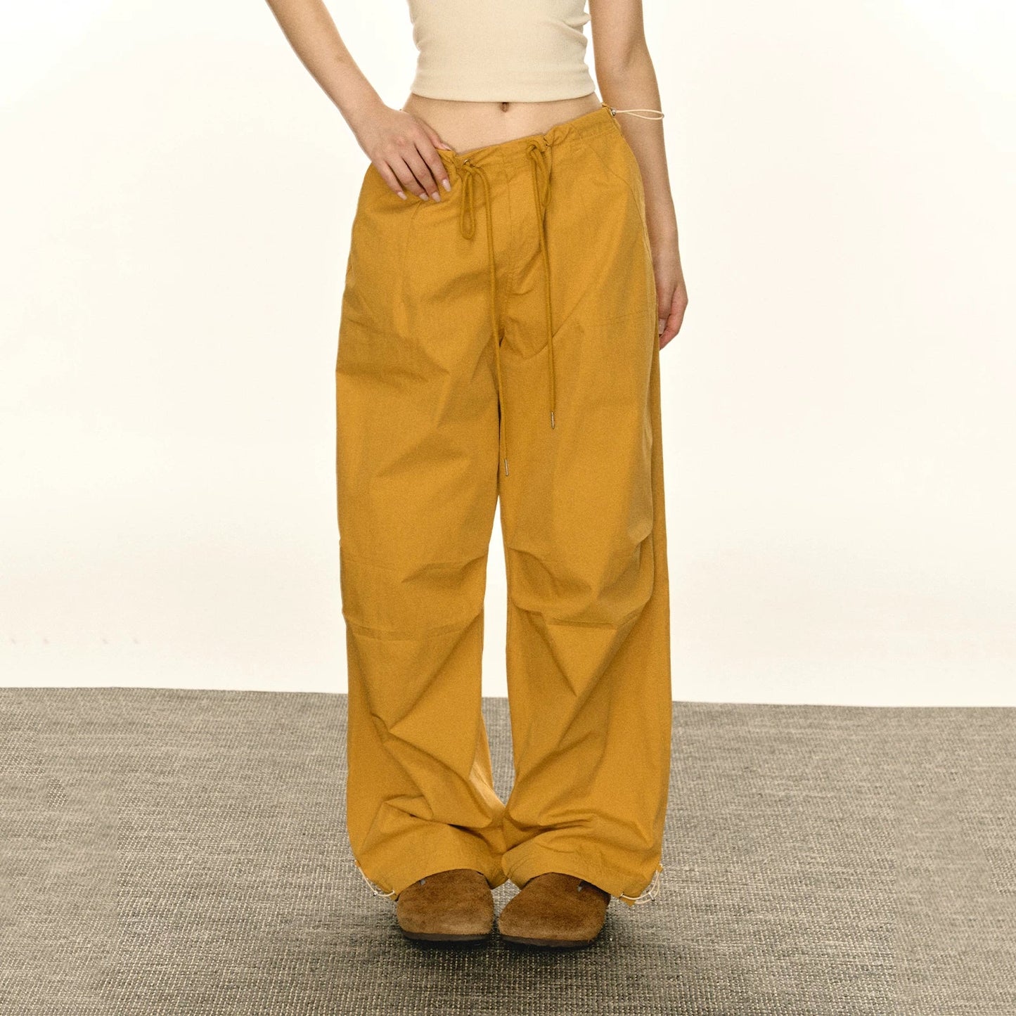 Relaxed Drawstring Parachute Cargo Pants for Effortless Style