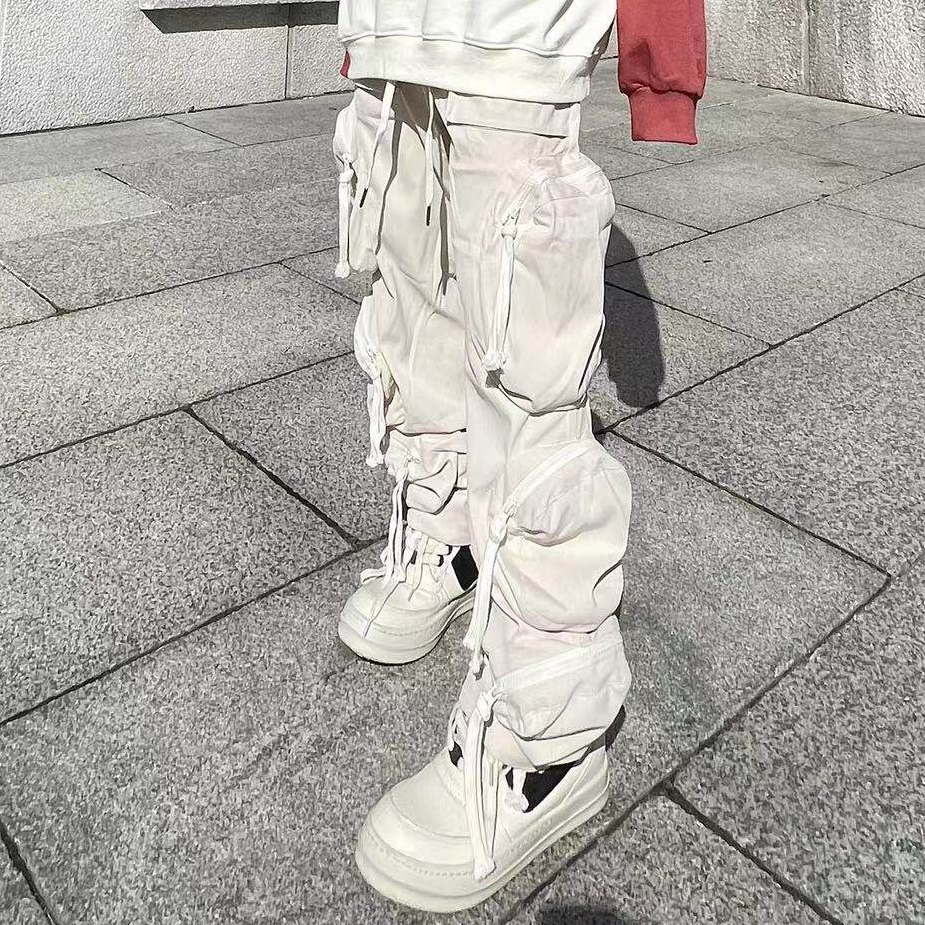 Men's Drawstring Tapered Multi-Pocket Cargo Pants