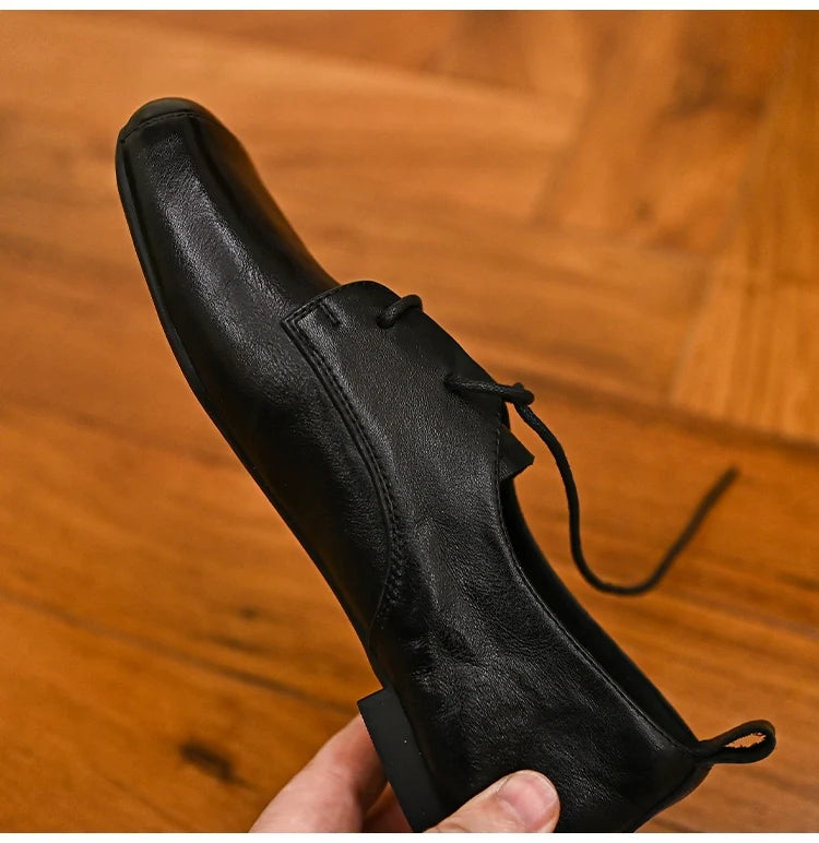 Noir Classic Square-Toe Derby Shoes - Skipkicks