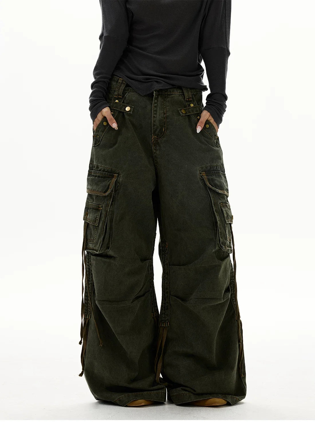 Astro Deck Wide‑Leg Strap Cargo Jeans