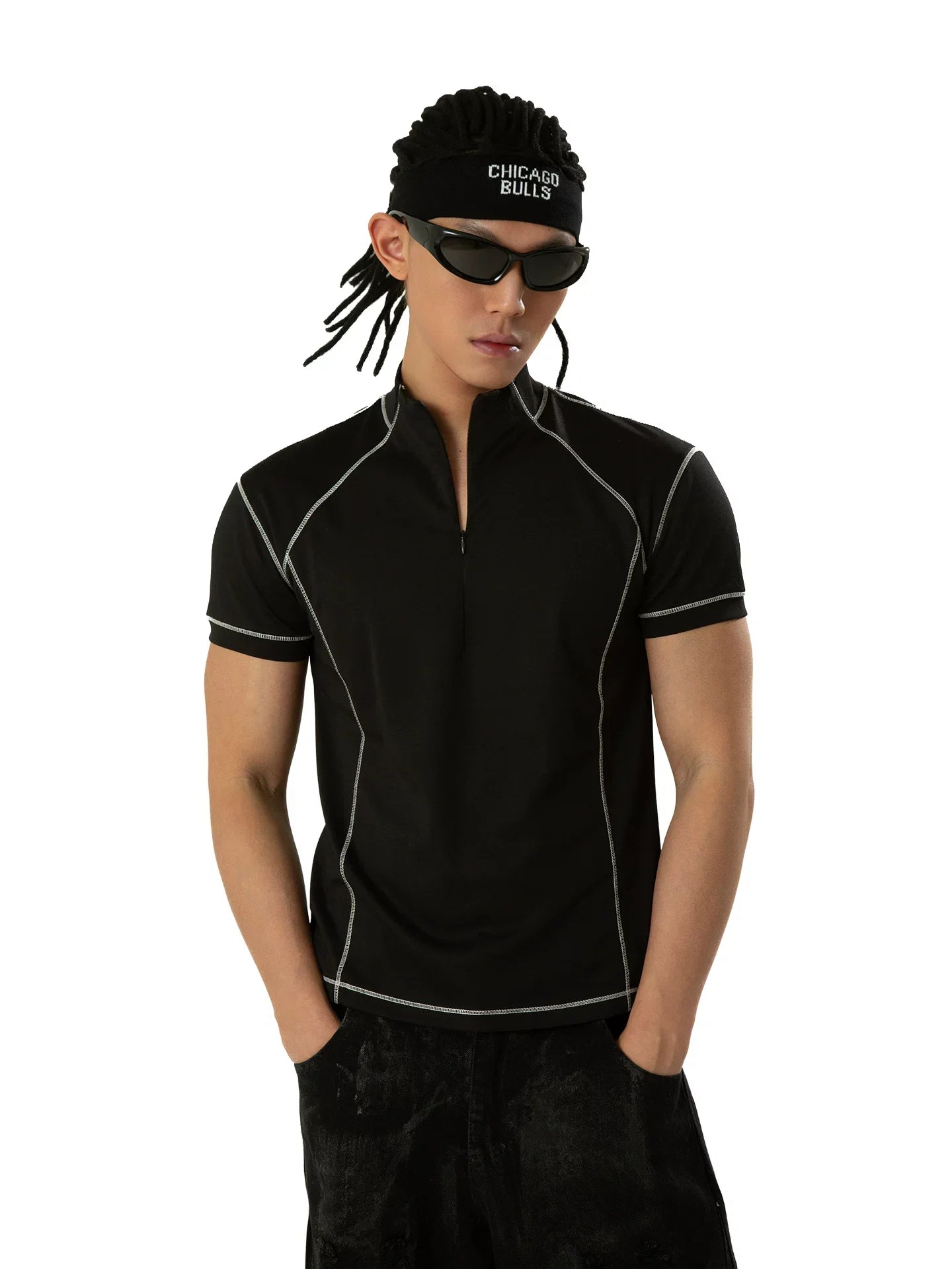 Circuit Line Contrast Zip Tech Tee