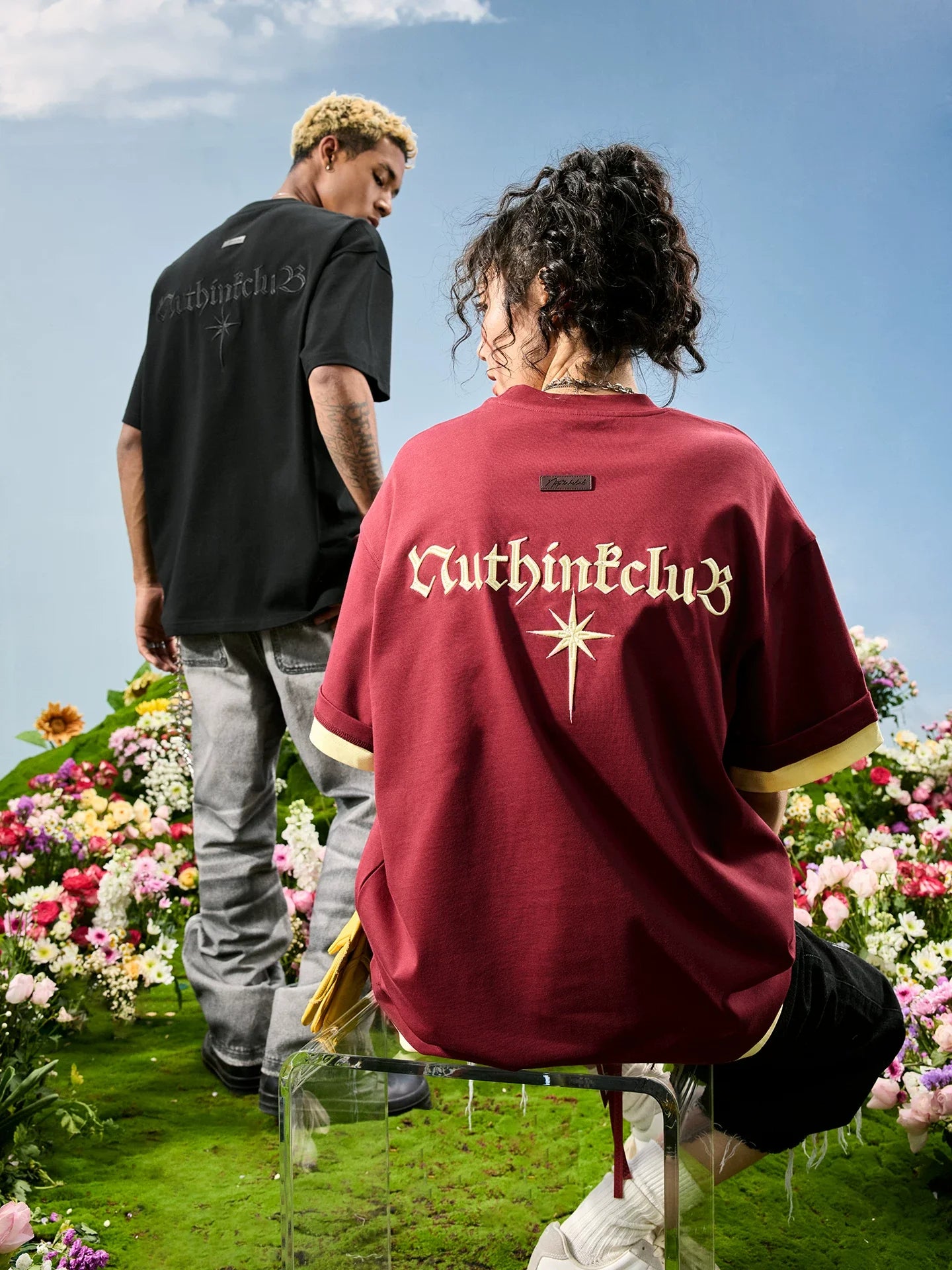 Oversized Tonal Embroidered Back T-Shirt