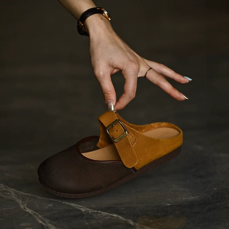 Two-Tone Leather Mary Jane Flats - Skipkicks