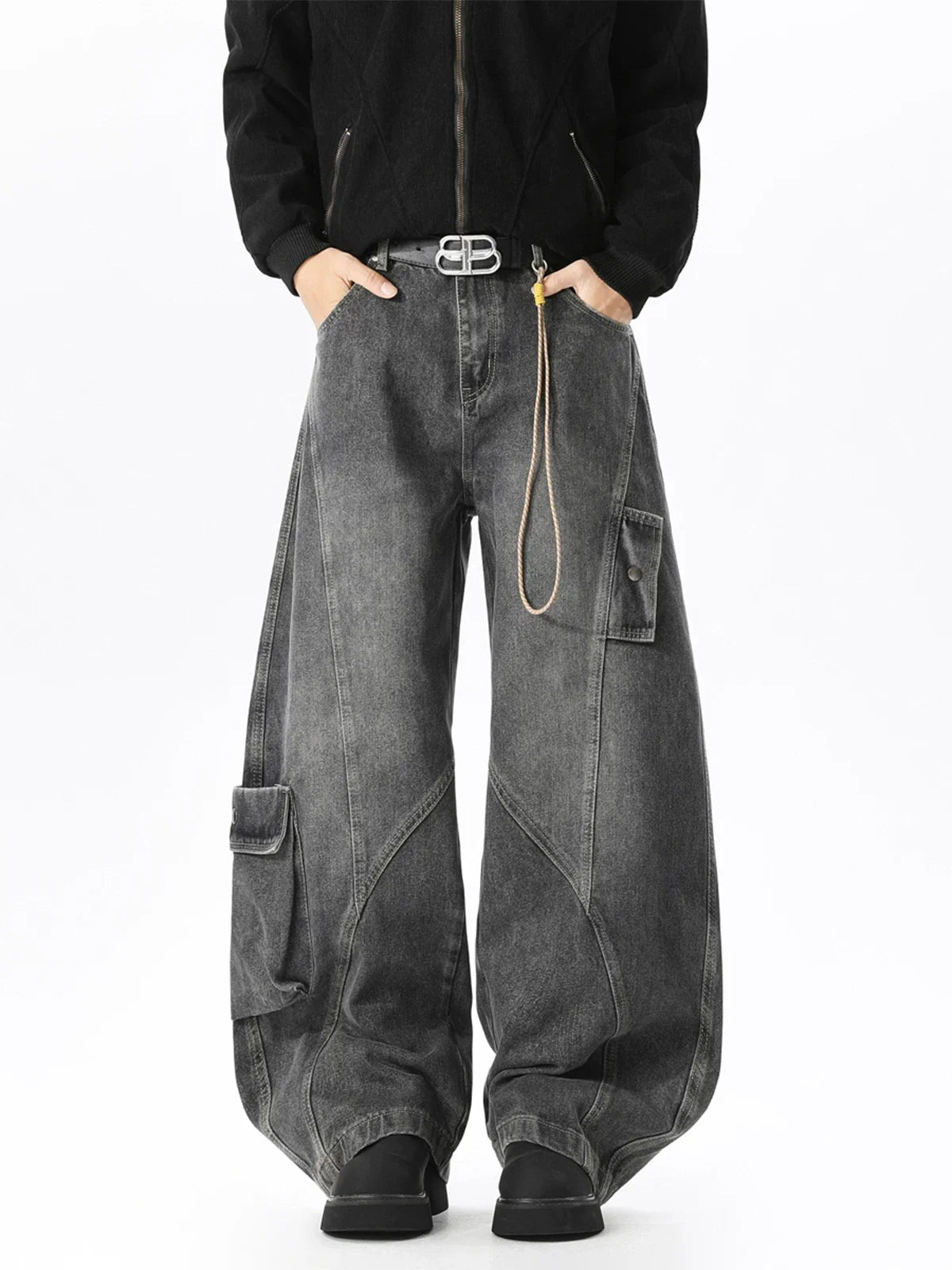 Harbor Drift Ultra‑Wide Cargo Jeans