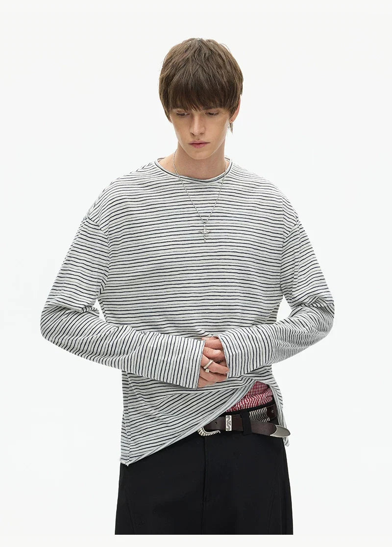 Tidal Stripe Layered Long Sleeve Tee
