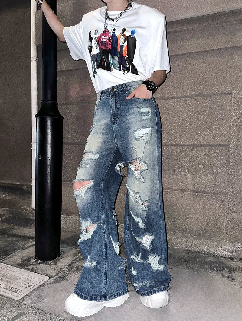 Ruinwave Super-Distressed Wide Cargo Jeans – Bold Street Style