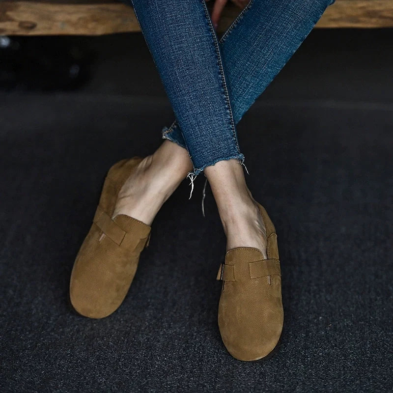 Tan Buckle Leather Loafers - Skipkicks