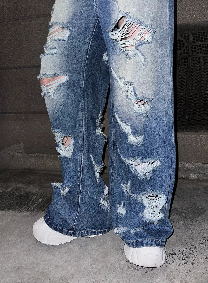 Ruinwave Super-Distressed Wide Cargo Jeans – Bold Street Style