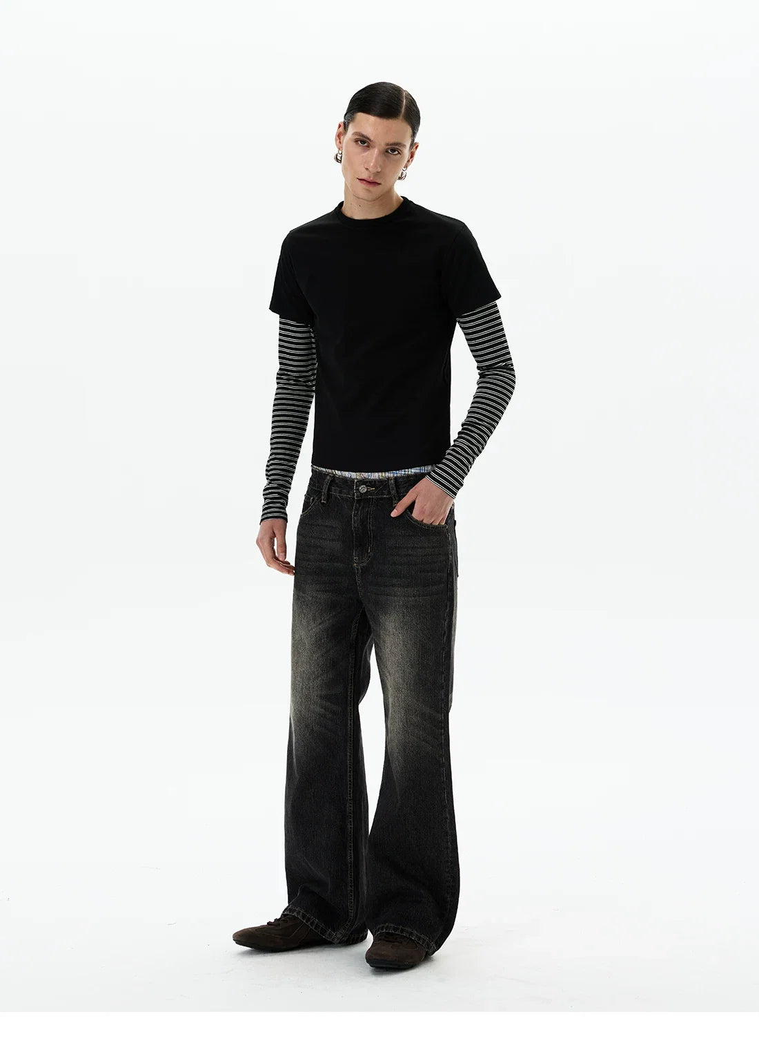 Shadow Stripe Layered Long Sleeve Tee