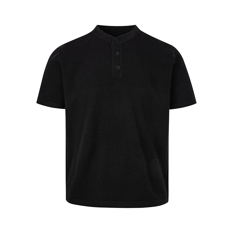 Heather Button Henley Knit Tee