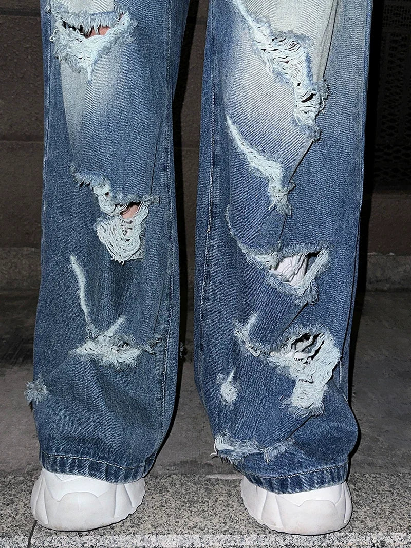 Ruinwave Super-Distressed Wide Cargo Jeans – Bold Street Style
