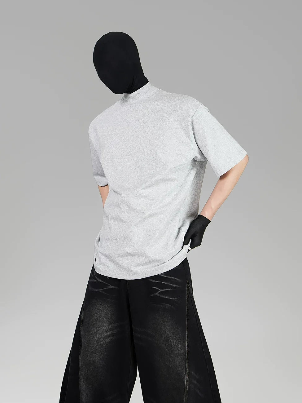 Blank Signal High‑Neck Oversized Tee
