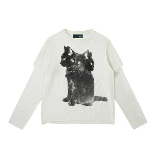 Triple Gaze Shadow Cat Long Sleeve Tee