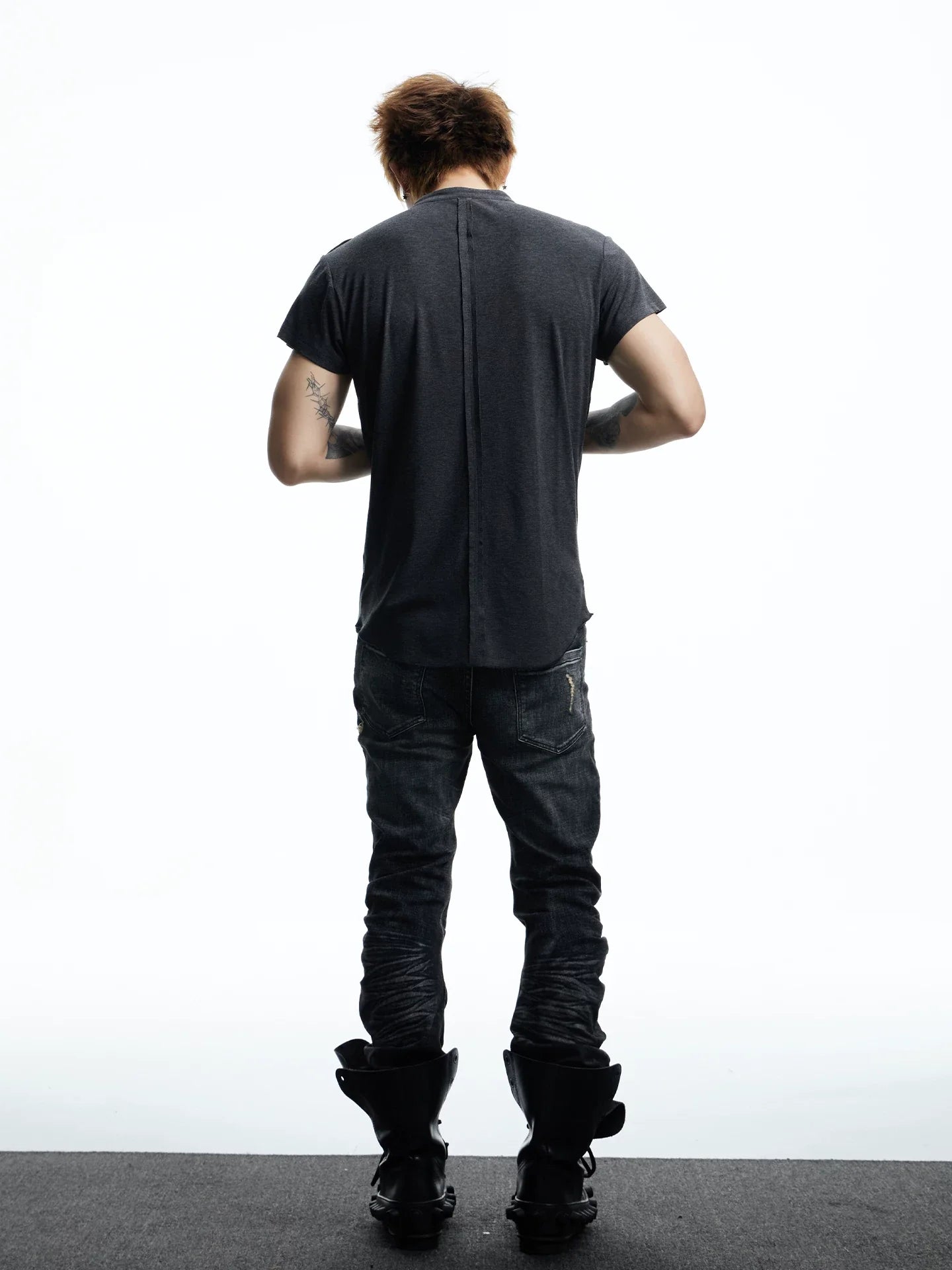 Button Placket Shoulder Tab T-Shirt