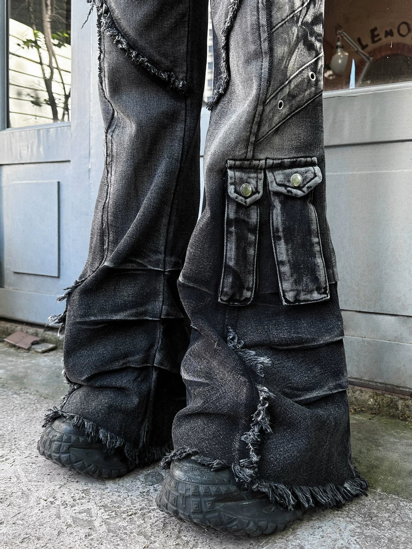 Ravaged Eclipse Shredflare Cargo Jeans