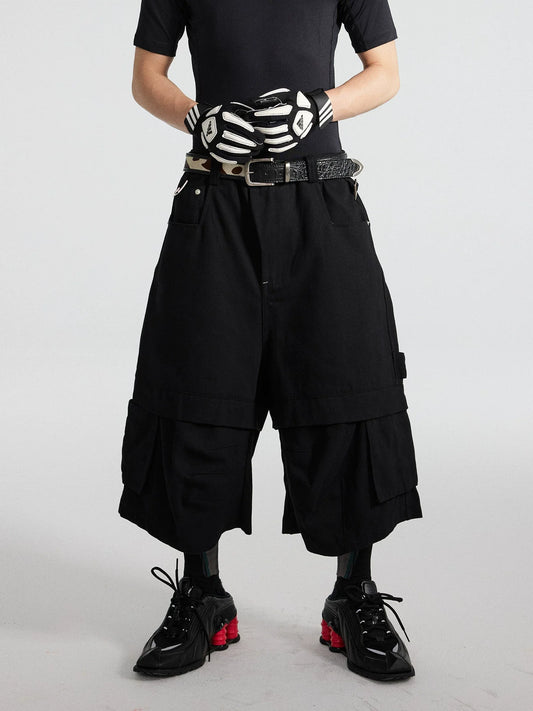 Onyx Parallax Layered Cargo Culottes