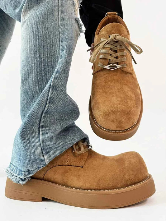 Chunky Work-Style Suede Derby Shoes