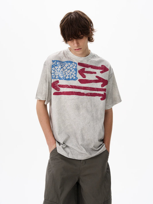 Vintage Flag Graphic Oversized T-Shirt
