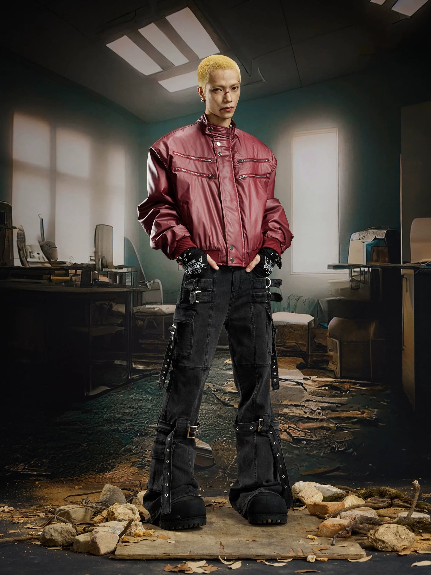 Wasteland Harness Strap Cargo Jeans