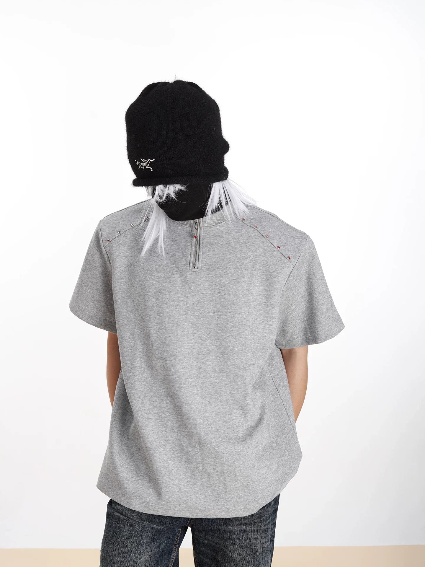 Halo Seam Studded Half-Zip Tee