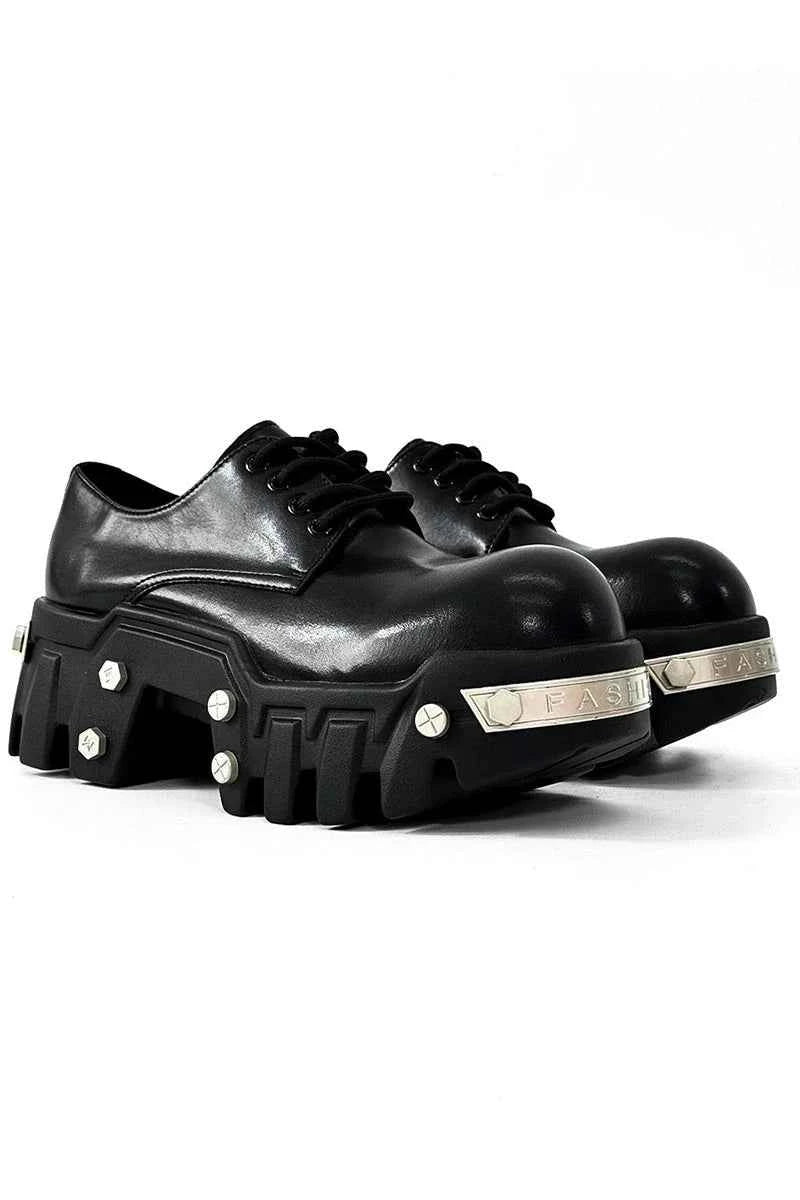 Futuristic Black 8cm Platform Oxfords