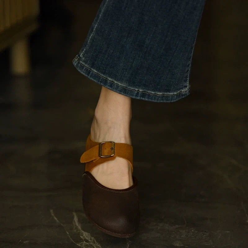 Two-Tone Leather Mary Jane Flats - Skipkicks