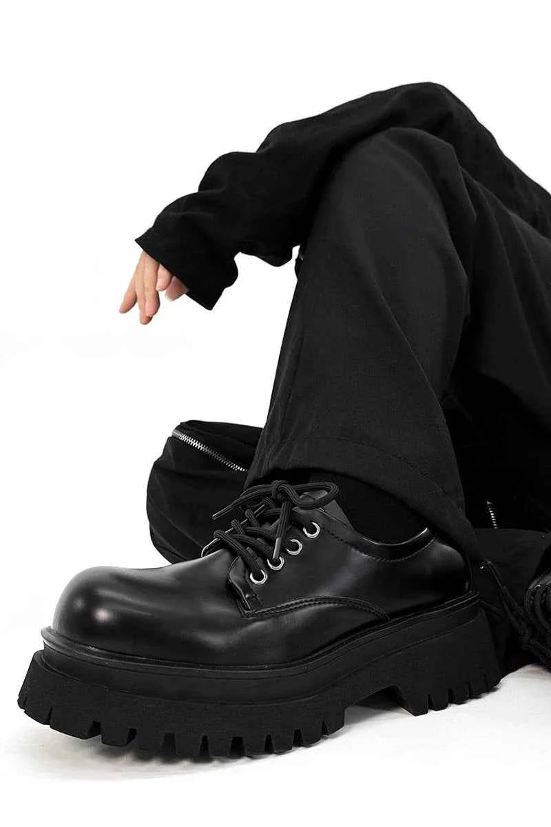 Chunky Black Platform Derby Shoes