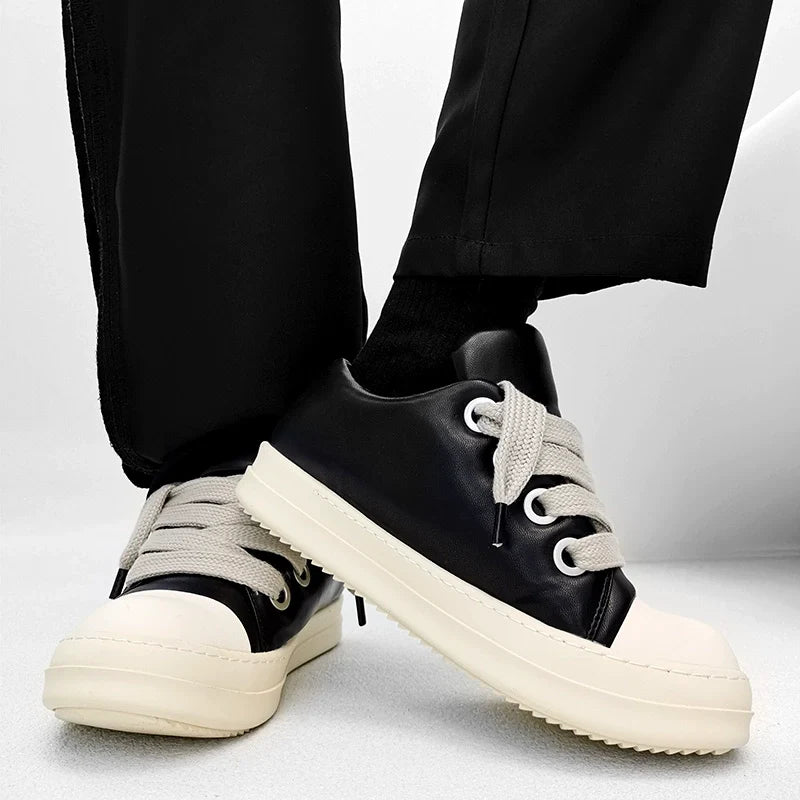 Black Thick Sole Casual Sneakers - Skipkicks