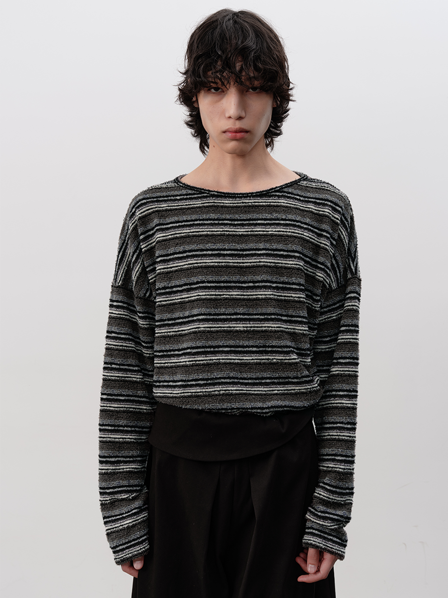 Textured Stripe Relaxed Knit Top
