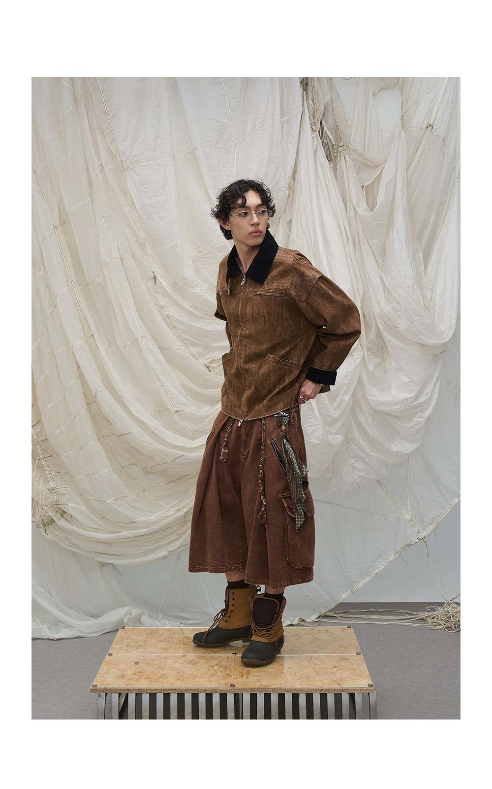 Draped Scarf Cargo Culotte Shorts