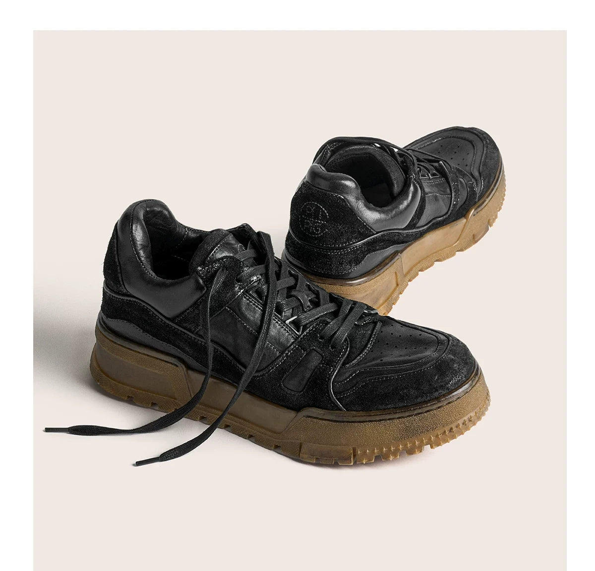 Vintage Washed Hand-Painted Chunky Sneakers - Skipkicks