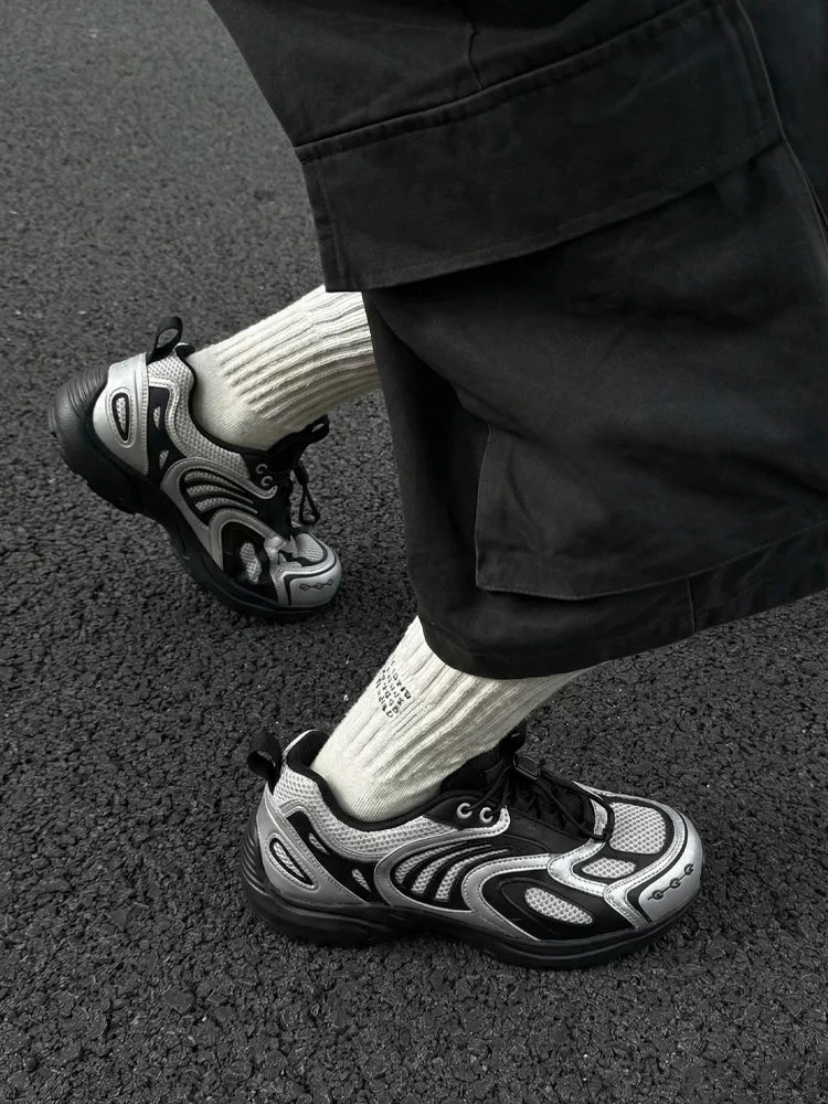 Silver Pulse Mesh Runner Sneakers