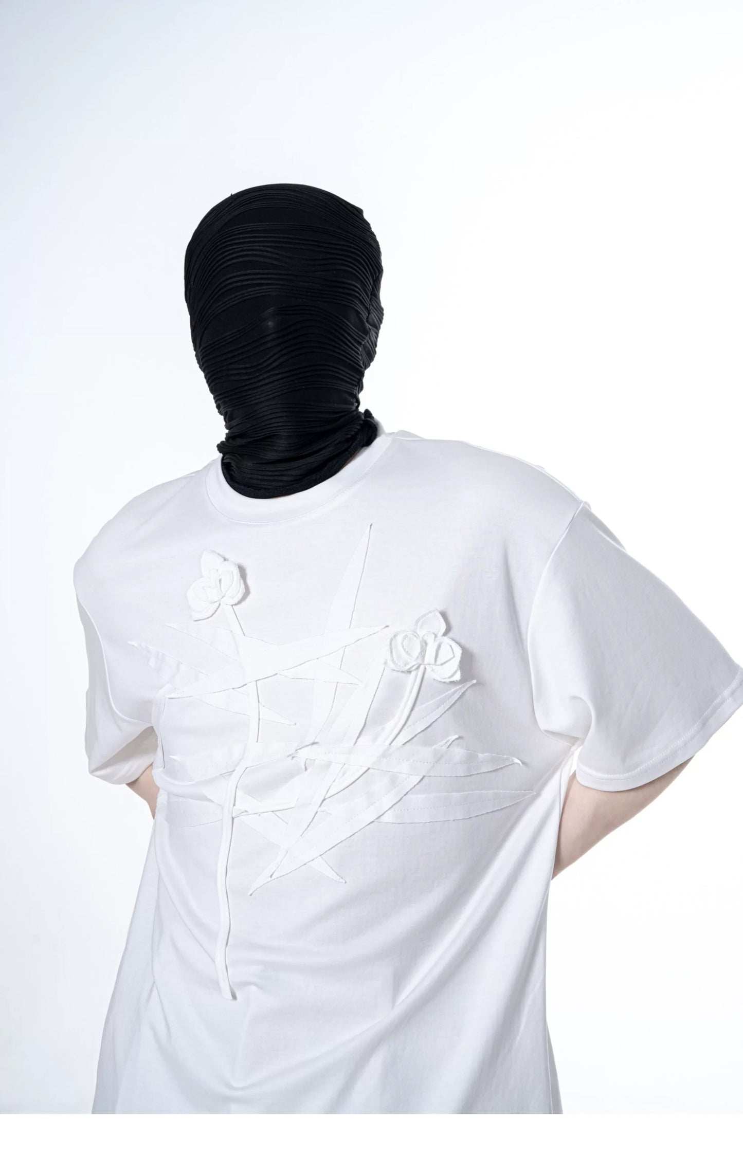 Ivory Crossed Bloom Relief Tee