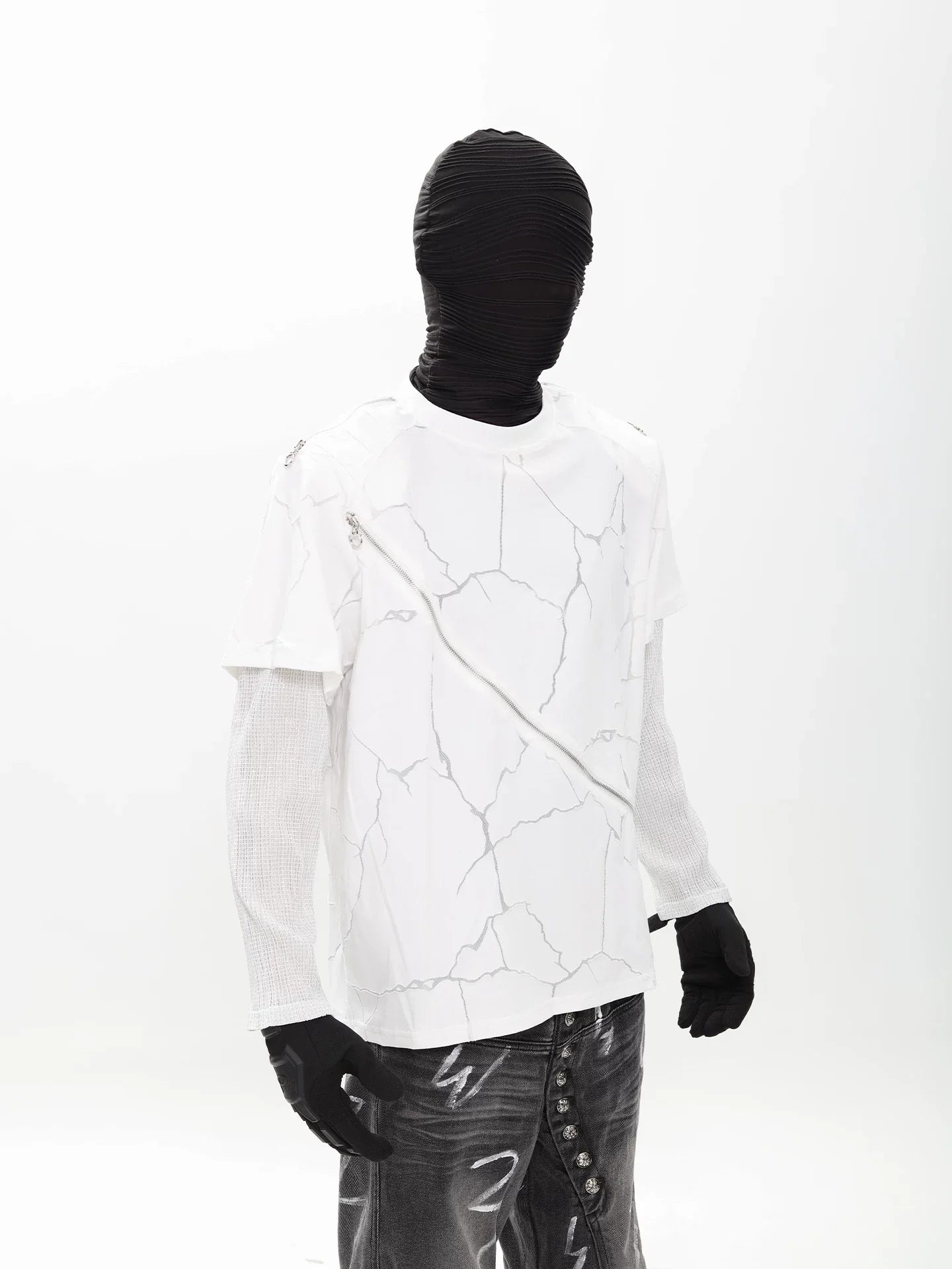 Faultline Diagonal Zip Layered Tee
