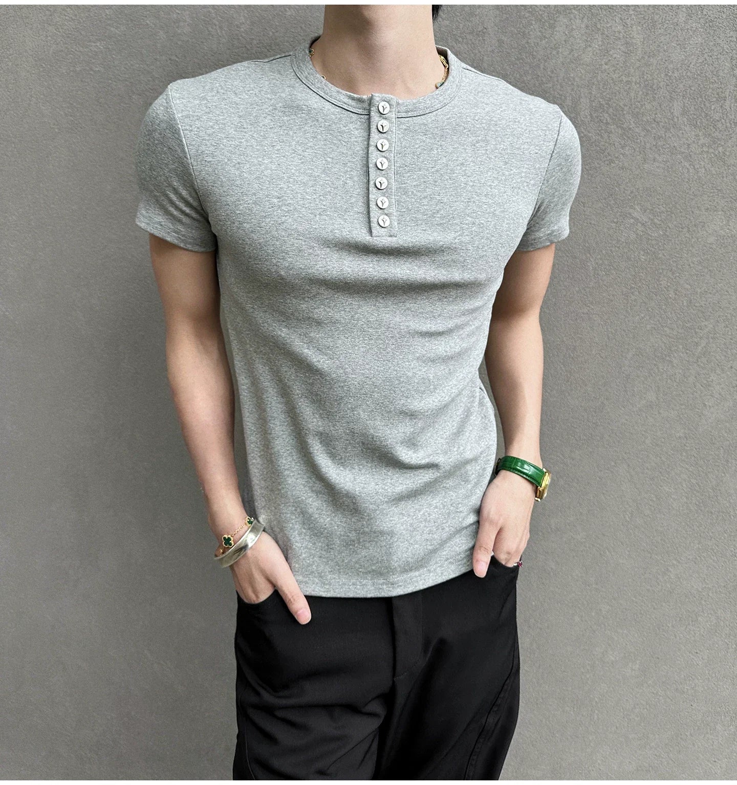 Midnight Gaze Grommet Placket Tee