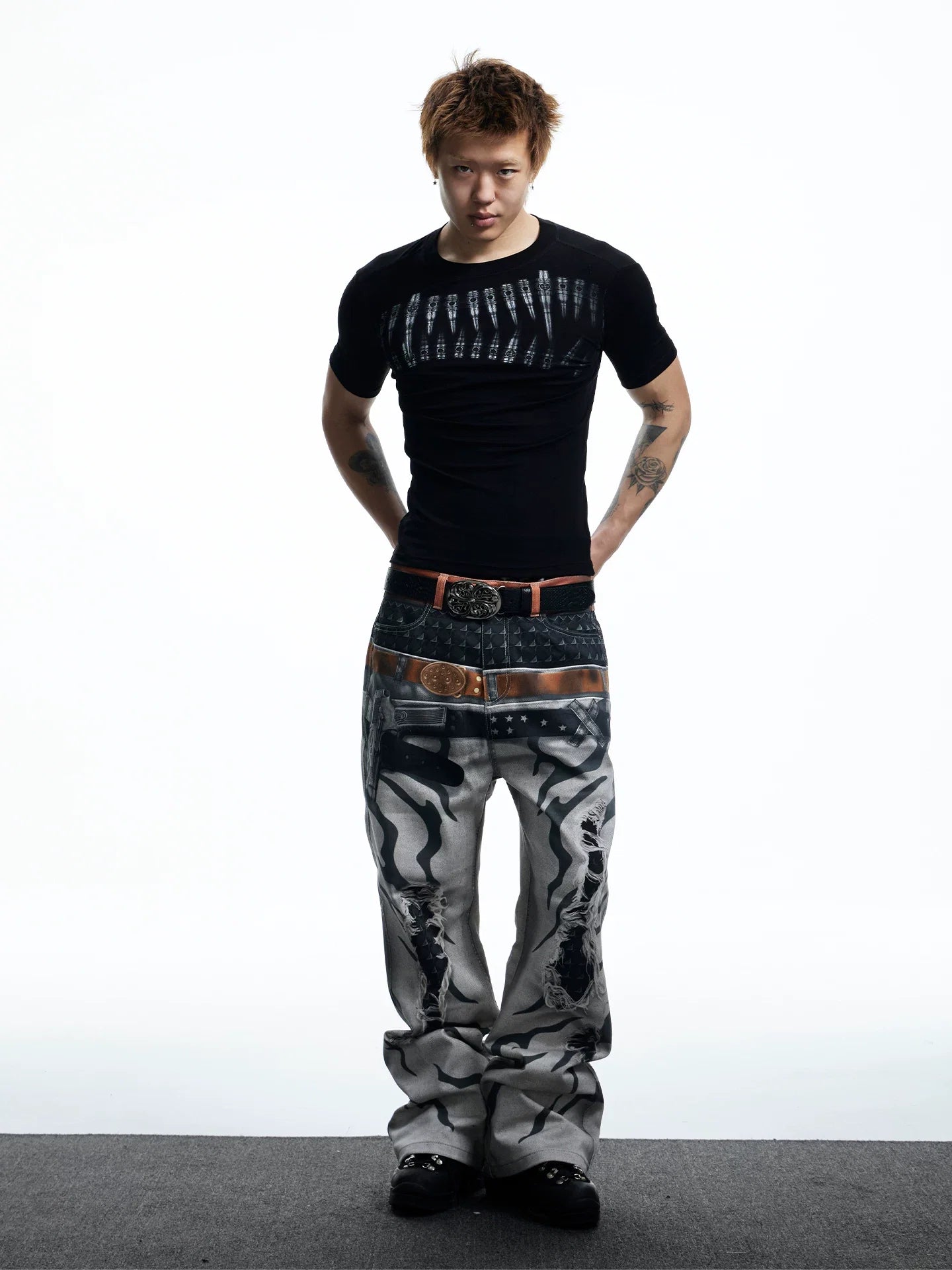 Graphic Teeth Print Slim Fit T-Shirt