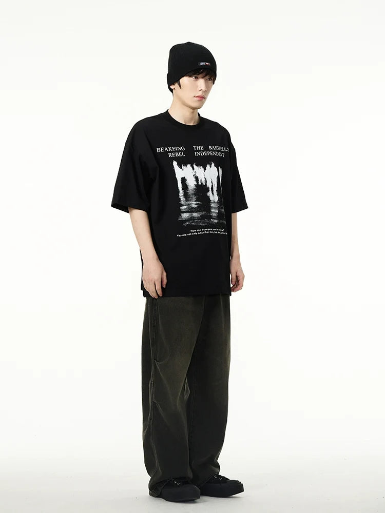 Oversized Crowd Graphic T-Shirt