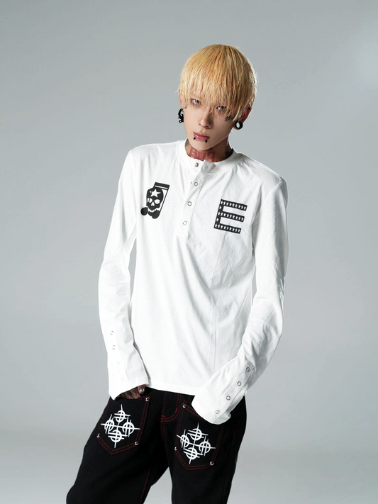 Eclipse Glyph Skull Henley Longsleeve