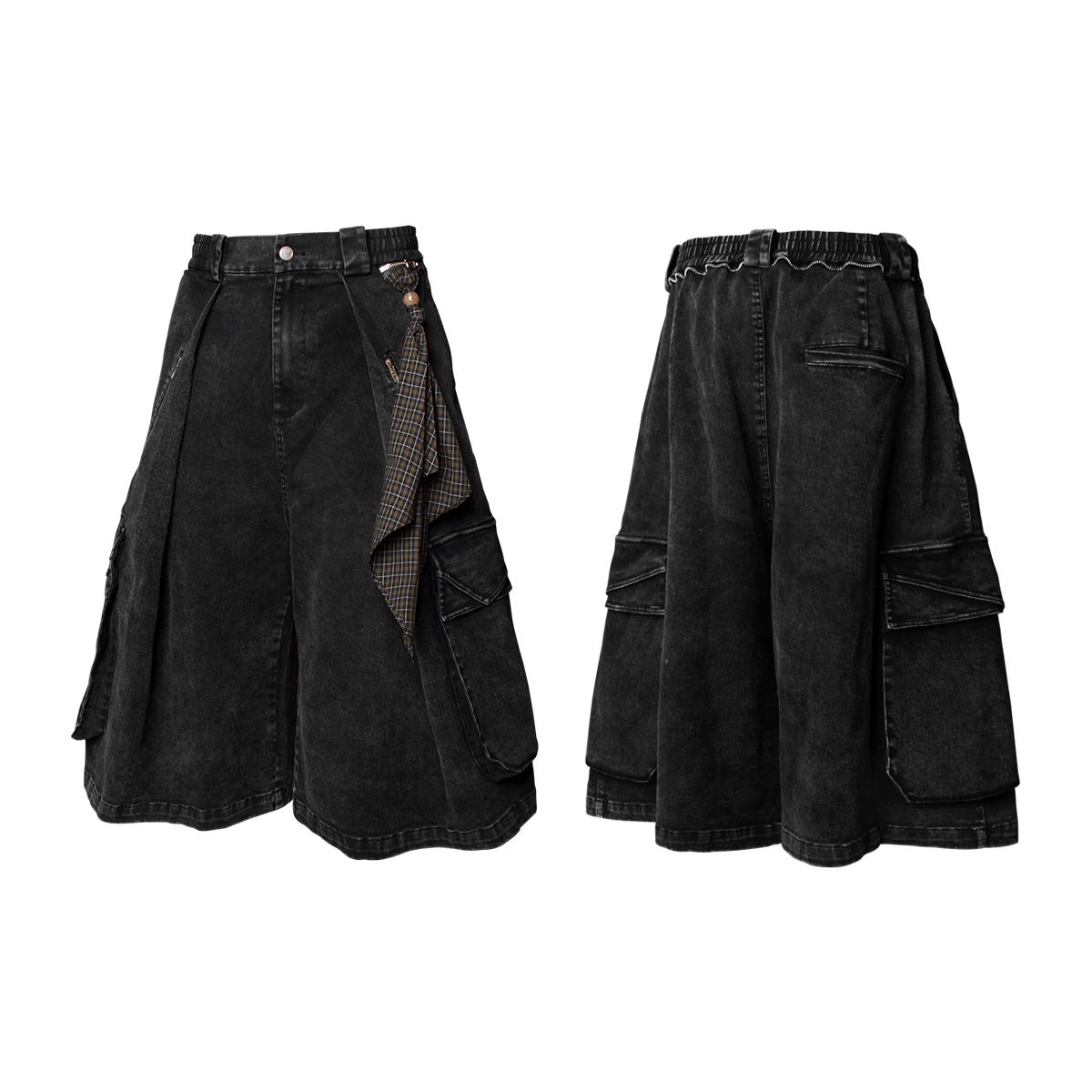 Draped Scarf Cargo Culotte Shorts