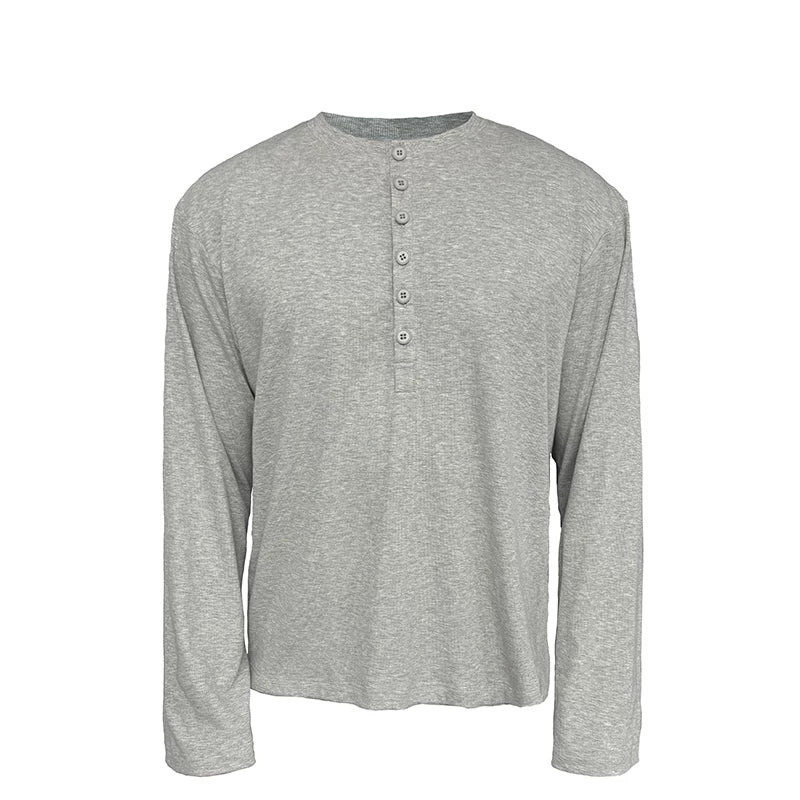 Classic Neutral Long-Sleeve Henley Tee