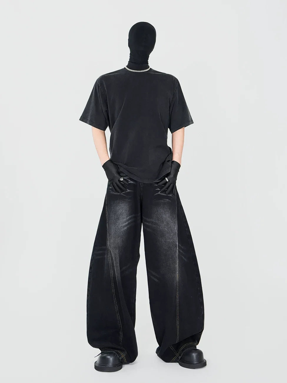 Blank Signal High‑Neck Oversized Tee