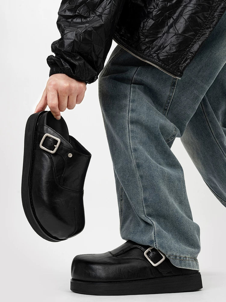 Onyx Buckle Platform Mules - Skipkicks
