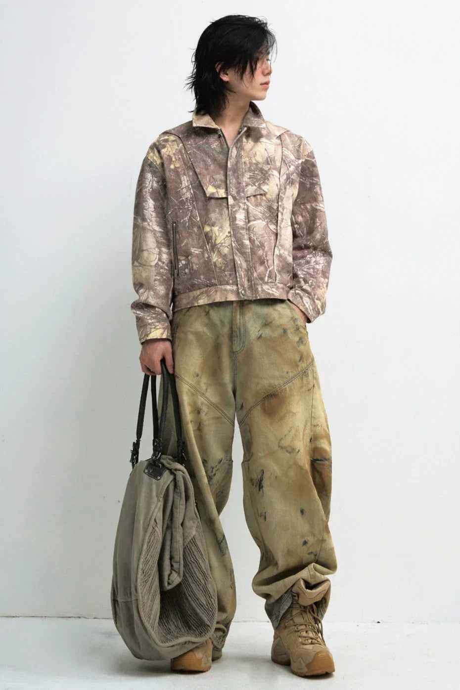 Men's Camouflage Vintage Roll-Lapel Cargo Jacket