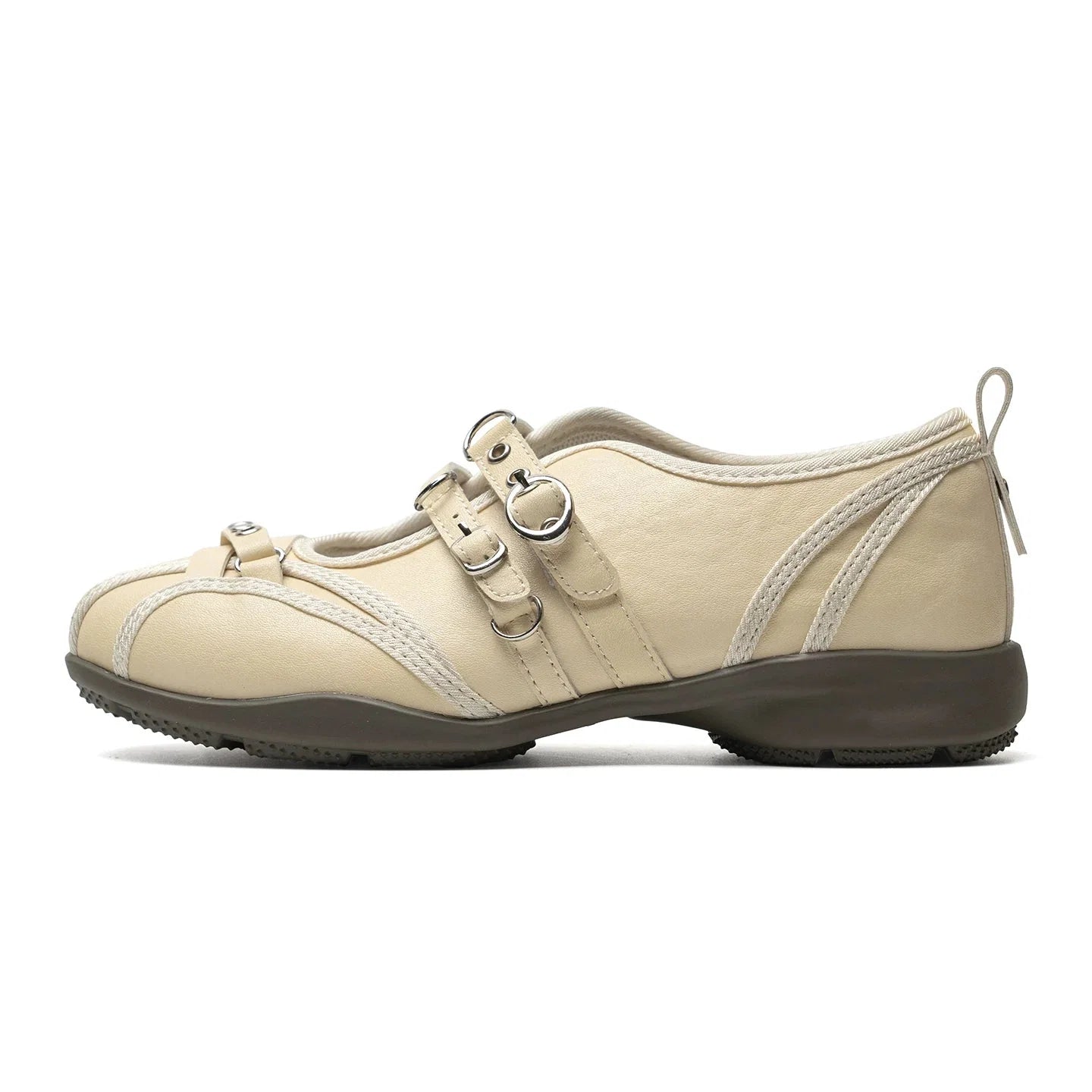 Noir Rivet Harness Flats - Skipkicks