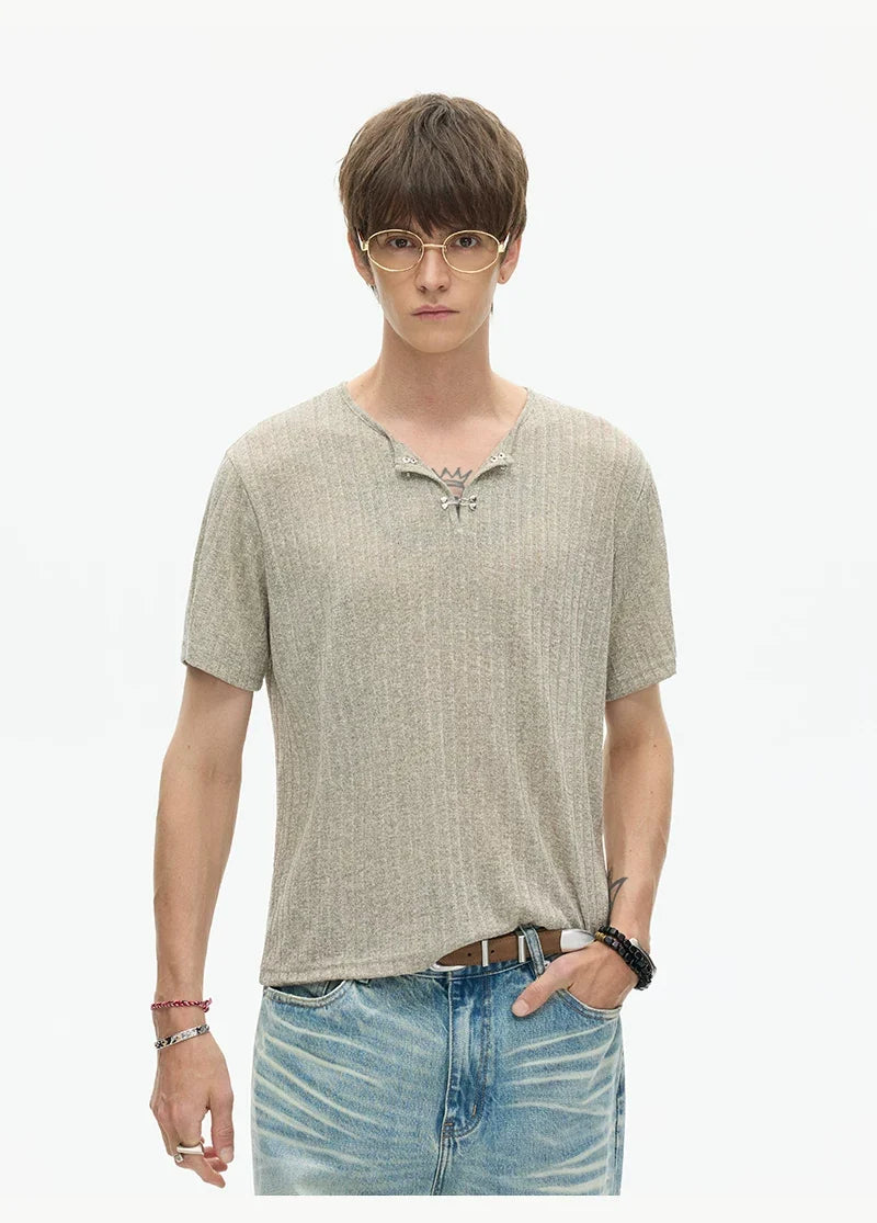 Clay Heather Textured Knit Tee