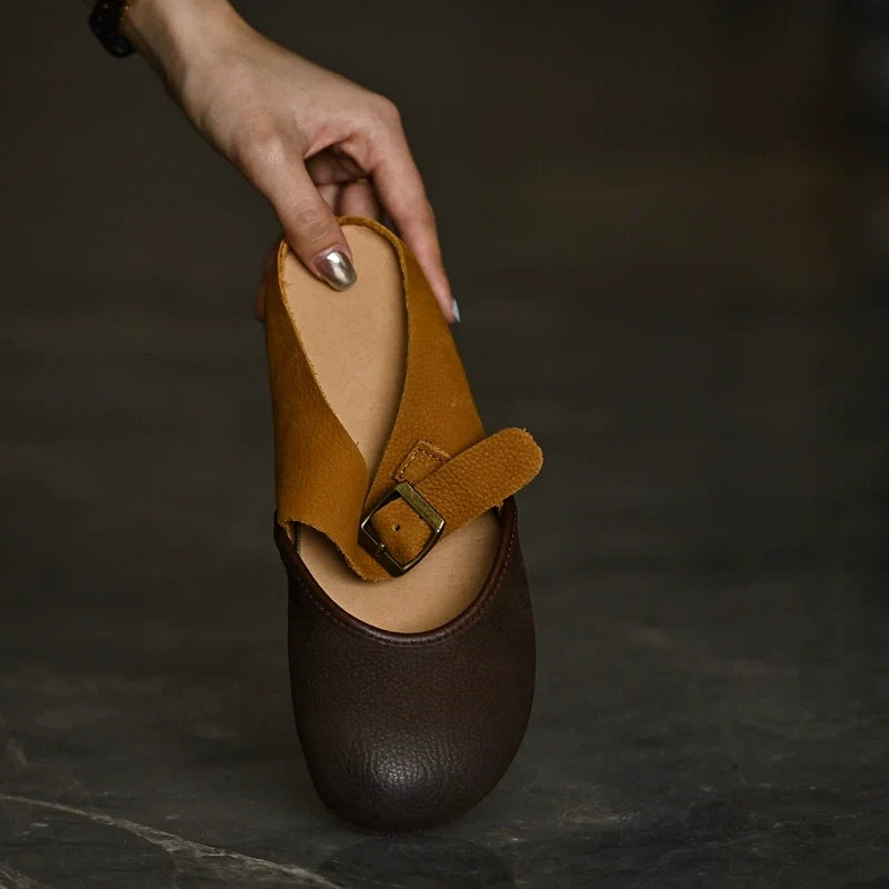 Two-Tone Leather Mary Jane Flats - Skipkicks