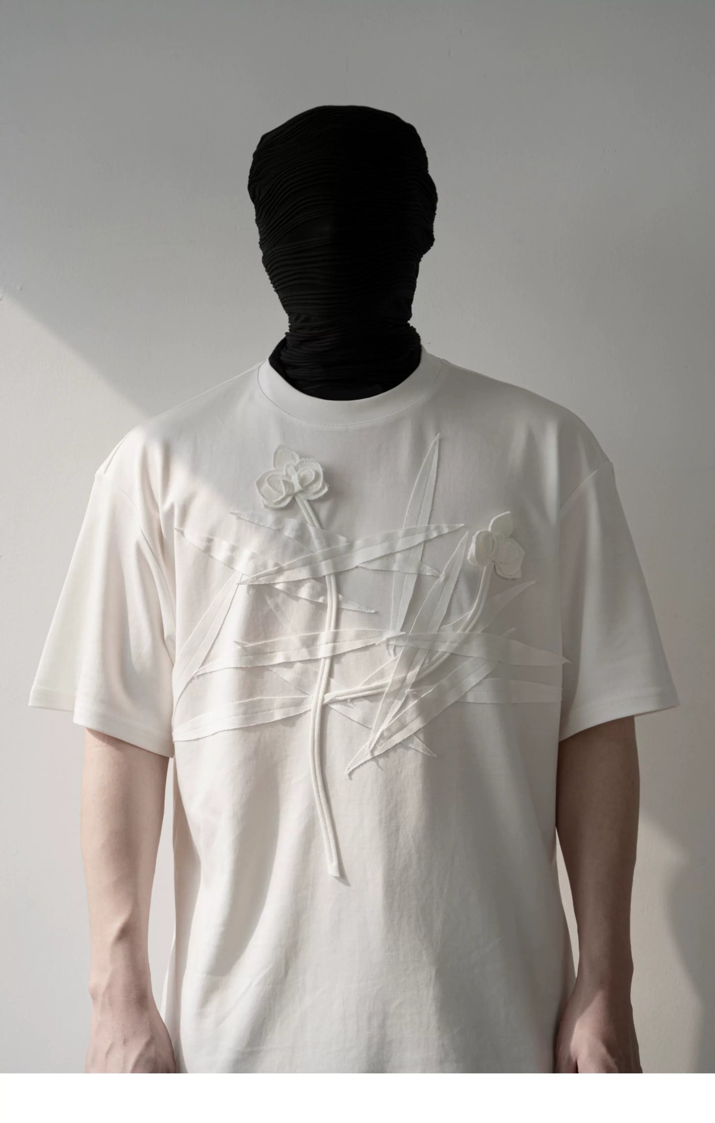 Ivory Crossed Bloom Relief Tee